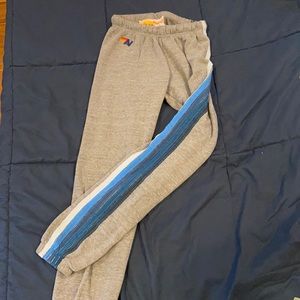 Aviator Nation 5 stripe blue stripe sweatpants